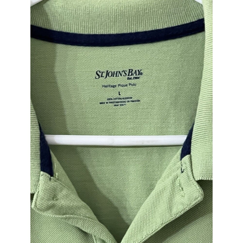 St. John’s Bay Men’s Large Heritage Pique Polo Shirt Sage Green 100% Cotton - Picture 4 of 4